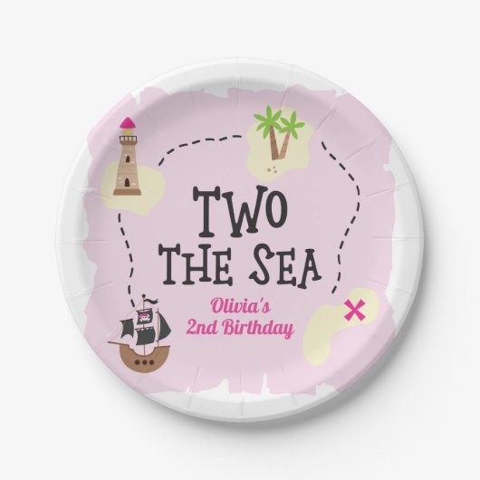 海賊地図2ザシーピンク誕生日 ペーパープレート (正面)