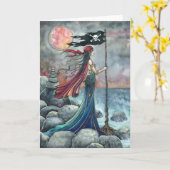 海賊女の子のゴシック様式ファンタジーの芸術の挨拶状 カード (黄色い花)