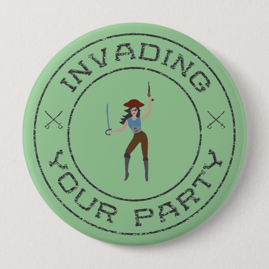 海賊女の子ボタン 缶バッジ (正面)