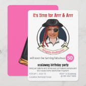 海賊女の誕生日おもしろ 面白い あなたの顔を追加 素晴らしい 招待状 (正面/裏面)