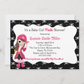 海賊女の赤ちゃんのシャワーのパーティの招待状 招待状 (正面)