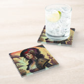 海賊女性ファンタジーアート ガラスコースター (アングル)