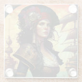 海賊女性ファンタジーアート ガラスコースター (裏面)