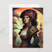 海賊女性ファンタジーアート ポストカード (正面/裏面)