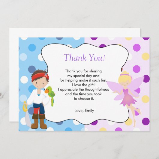 海賊妖精サンキューカード子供の誕生日 サンキューカード (正面/裏面)