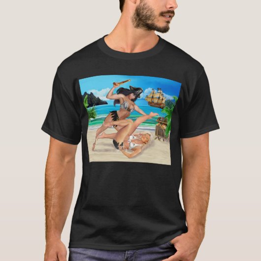 海賊娘のキャットファイト Tシャツ (正面)