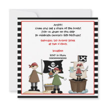 海賊子供の誕生日パーティの招待状 – 黒縁ど