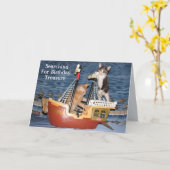 海賊子猫パーソナライズされた誕生日カード カード (黄色い花)