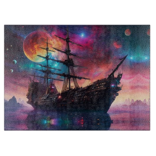 海賊宇宙船が別の惑星に着陸 カッティングボード (正面)