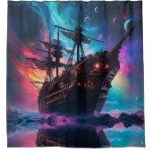 海賊宇宙船が別の惑星に着陸 シャワーカーテン (正面)