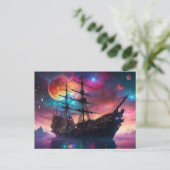 海賊宇宙船が別の惑星に着陸 ポストカード (スタンド正面)