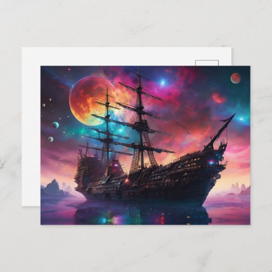 海賊宇宙船が別の惑星に着陸 ポストカード (正面/裏面)