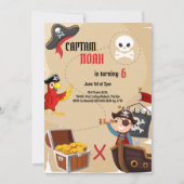 海賊宝地図バースデーパーティーへの招待 招待状 (正面)