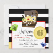 海賊宝箱コイン&ジュエリー誕生日 招待状 (正面)