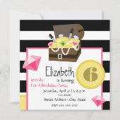 海賊宝箱コイン&ジュエリー誕生日 招待状 (正面)