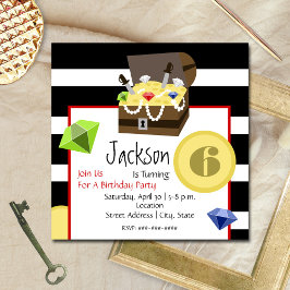 海賊宝箱コイン&ジュエリー誕生日 招待状