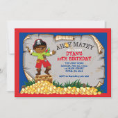 海賊宝箱バースデーパーティーへの招待 招待状 (正面)