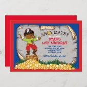 海賊宝箱バースデーパーティーへの招待 招待状 (正面/裏面)