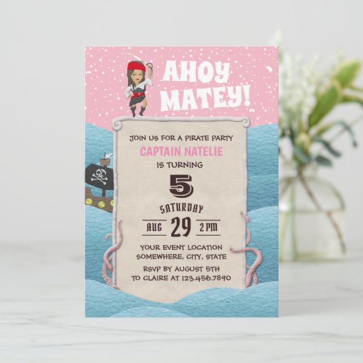 海賊少女タコアホイマテイ誕生日パーティー 招待状 (スタンド正面)