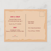 海賊少女トレジャーマップおもしろい誕生日パーティー インビテーションポストカード (裏面)