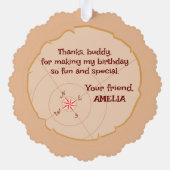 海賊少女トレジャーマップおもしろい誕生日パーティー オーナメントカード (裏面)