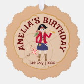 海賊少女トレジャーマップおもしろい誕生日パーティー オーナメントカード (正面)