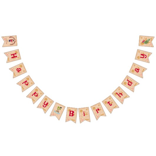 海賊少女トレジャーマップおもしろい誕生日パーティー バンティングフラッグ (全)