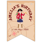 海賊少女トレジャーマップおもしろい誕生日パーティー バンティングフラッグ (第1の旗)