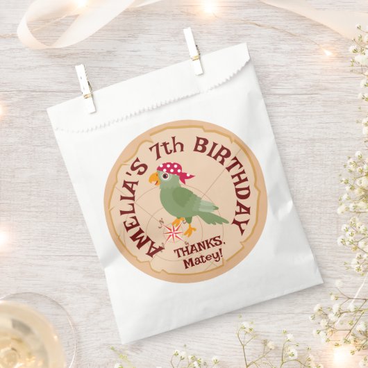 海賊少女トレジャーマップおもしろい誕生日パーティー フェイバーバッグ (クリップ留めされた状態)