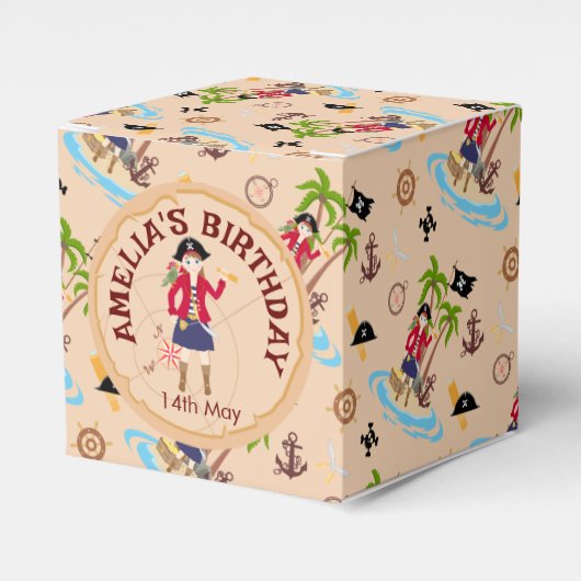 海賊少女トレジャーマップおもしろい誕生日パーティー フェイバーボックス (正面サイド)