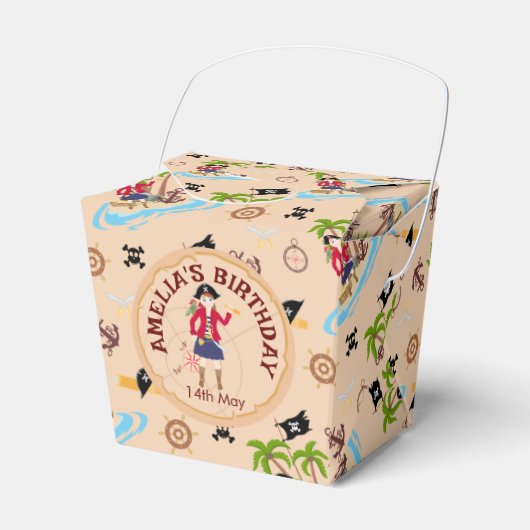 海賊少女トレジャーマップおもしろい誕生日パーティー フェイバーボックス (正面サイド)