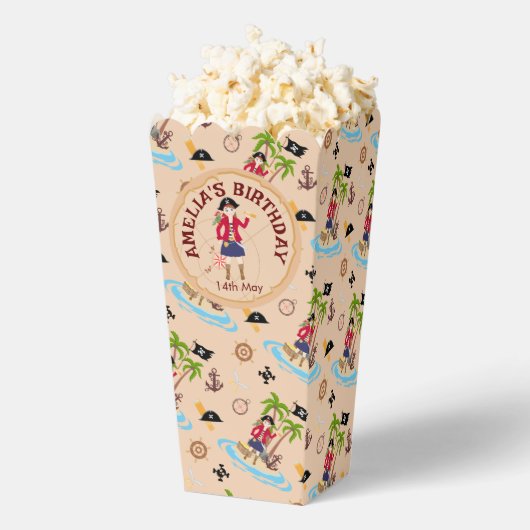 海賊少女トレジャーマップおもしろい誕生日パーティー フェイバーボックス (はじけた状態)