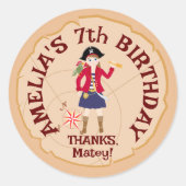 海賊少女トレジャーマップおもしろい誕生日パーティー ラウンドシール (正面)