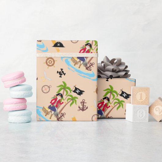 海賊少女トレジャーマップおもしろい誕生日パーティー ラッピングペーパー (ベビーシャワー)