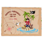 海賊少女トレジャーマップおもしろい誕生日パーティー ラージペーパーバッグ (裏面)