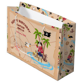海賊少女トレジャーマップおもしろい誕生日パーティー ラージペーパーバッグ
