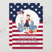 海賊少女トレジャーマップおもしろい誕生日パーティー 招待状 (正面/裏面)