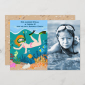 海賊少女トレジャーマップおもしろい誕生日パーティー 招待状 (正面/裏面)