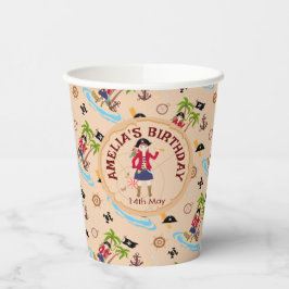 海賊少女トレジャーマップおもしろい誕生日パーティー 紙コップ