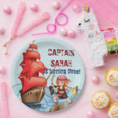 海賊少女バースデーパーティーボートストライプズ ペーパープレート (パーティー)