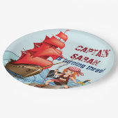 海賊少女バースデーパーティーボートストライプズ ペーパープレート (アングル)