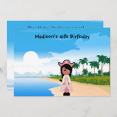 海賊少女誕生日招待状 招待状 (正面/裏面)