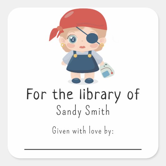 海賊少女 – 図書館 スクエアシール (正面)