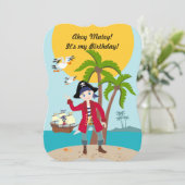 海賊少年と船の誕生日パーティーの招待 招待状 (スタンド正面)