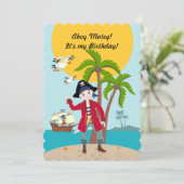 海賊少年と船の誕生日パーティーの招待 招待状 (スタンド正面)