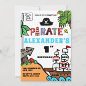 海賊少年の第1回第2回第3回第4回第5回第7回第8誕生日 招待状 (正面)