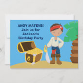 海賊少年サマープール子供の誕生日パーティー 招待状 (正面)