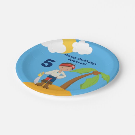 海賊少年ビーチサマーキッズプール誕生日パーティー ペーパープレート (アングル)