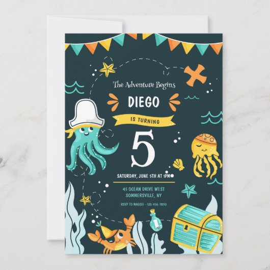 海賊少年誕生会 招待状 (正面)