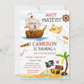 海賊少年 誕生日招待状 "Ahoy Mateys" 招待状 (正面)